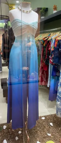 Macacão luxo azul degradê veste do 38 ao 42