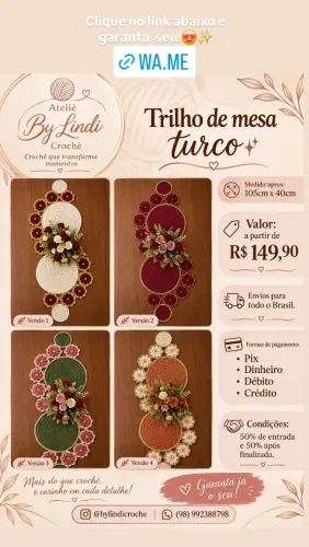 Trilho/ Caminho de mesa Turco em croche