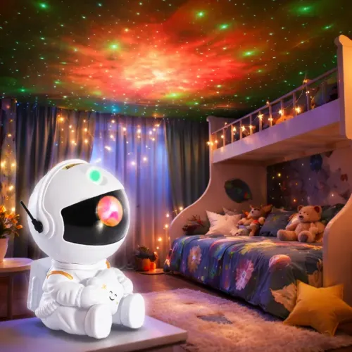 Luminária Astronauta Projetor De Luz Nebulosa Galáxia 