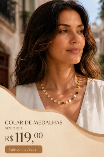 Colar medalhas Semijoia