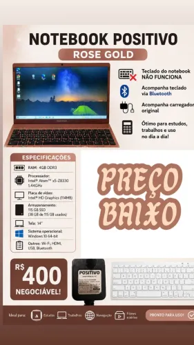 Notebook Positivo Rose Gold Usado