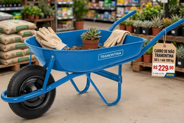 Carro de mão tramontina Azul 50 litros 