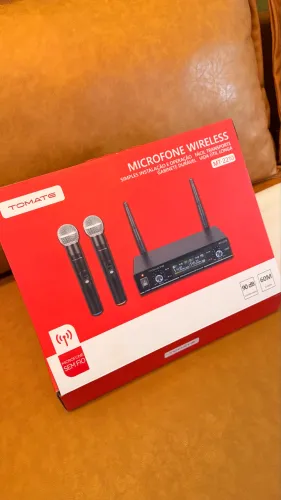 Kit Microfone Sem Fio Tomate MT-2210 Duplo UHF Black 60m XLR/P10