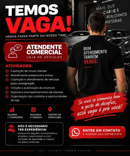 ATENDENTE COMERCIAL - LOJA DE VEÍCULOS