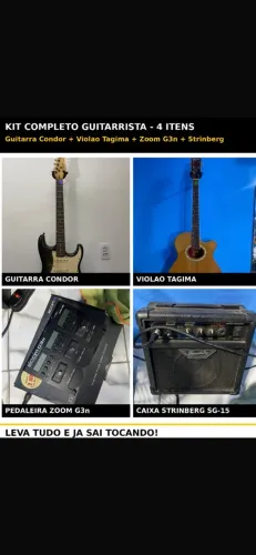 Kit guitarrista guitarra, violão, pedaleira e caixa 