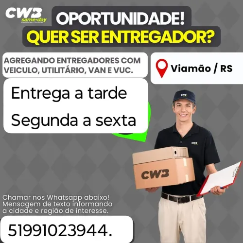 Entregador de Viamão com veículo 