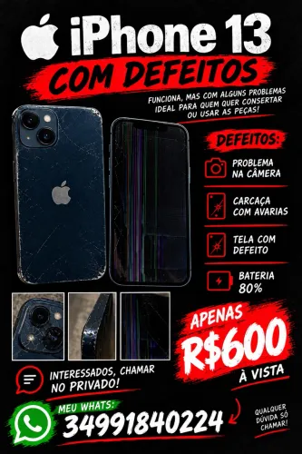 iPhone 13 com defeitos bateria 80%