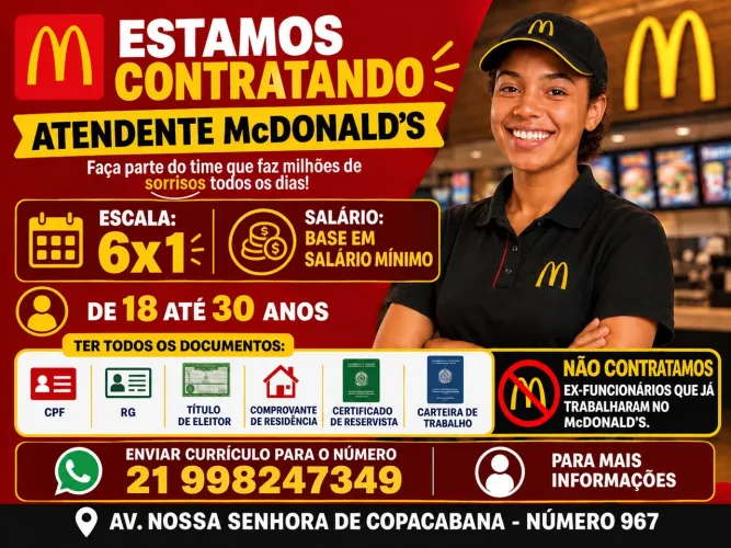 ATENDENTE DE LANCHONETE - MCDONALD'S COPACABANA
