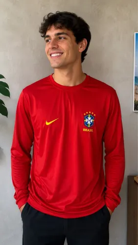 Camisa Brasil manga longa vermelha R$ 50