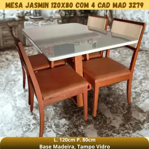 Mesa Jasmin 120x80 com 4 Cadeiras
