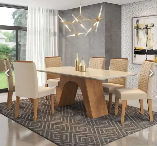 Mesa Jantar Elegância e Requinte 6 lugares com Vidro 1,80x90