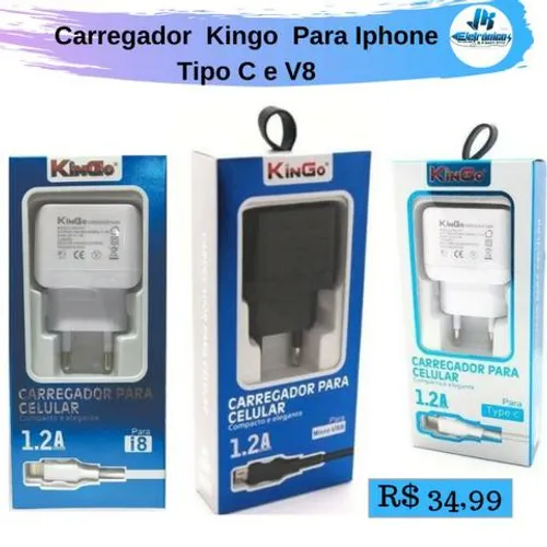 Carregador Kingo Para Iphone V8 e Tipo C Valor acima de 7 peças iguais ou 10 peças da loja