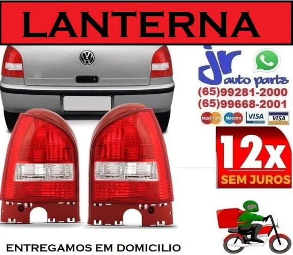 Par de Lanterna Traseira Gol G3 Ré Cristal Bicolor