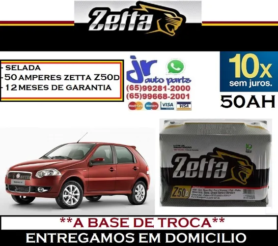 Bateria Automotiva 50AH Zetta 12v Palio Essence