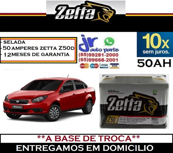 Bateria Automotiva 50AH Zetta 12v Grand Siena