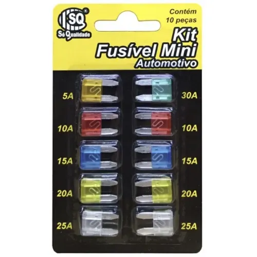 Kit Com 10 Mini Fusível Fusíveis Automotivo 5a/10a/15a/20a/25a/30a