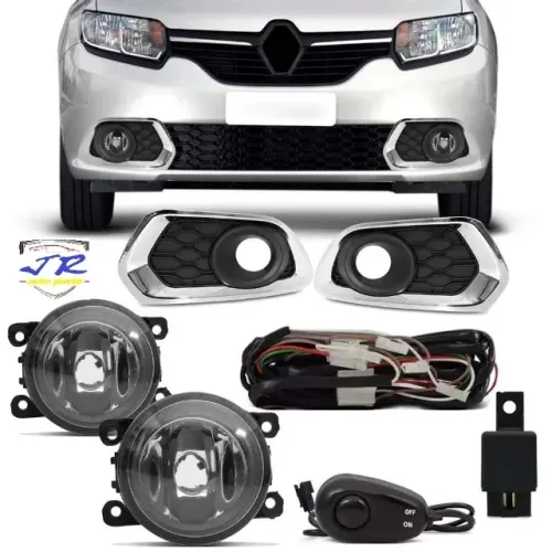 Kit Farol de Milha Renault Sandero 2015 2016 2017 2018 Auxiliar Neblina