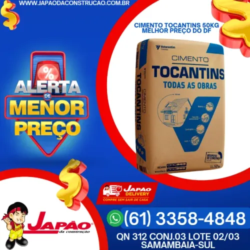 Cimento 50Kg Tocantins Todas as Obras Melhor Preço do DF Faça Seu Orçamento