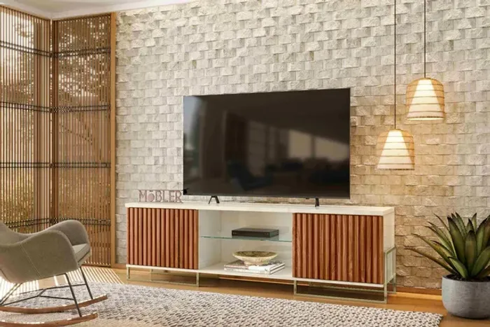 Sala rack bancada pra t.v 
