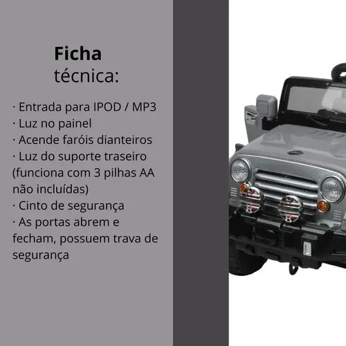 Jipe Elétrico Infantil Com Controle Remoto Trilha 12v