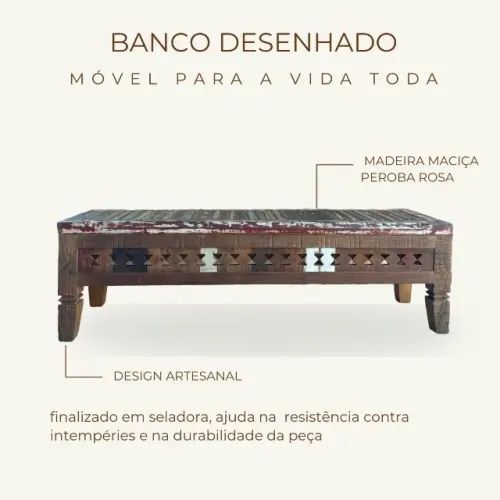 Banco desenhado madeira de demolição 