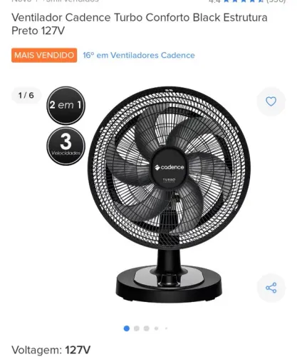 Ventilador de mesa e parede Cadence vtr470 47 cm super turbo silencioso