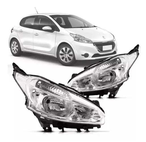 Farol Cromado Sem Led Peugeot 208 2012 2013 a 2016 2017