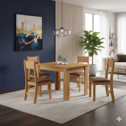 Mesa de jantar lais com 4 cadeiras bombom