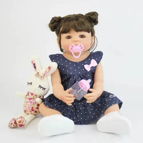 Boneca Bebê Reborn Silicone Pode Banho Realista 55cm 