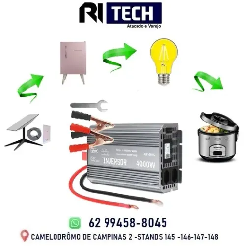 Inversor 12v Para 220v 4000w Pico 8000w Conversor De Tensão Onda Senoidal Pura Painel Led
