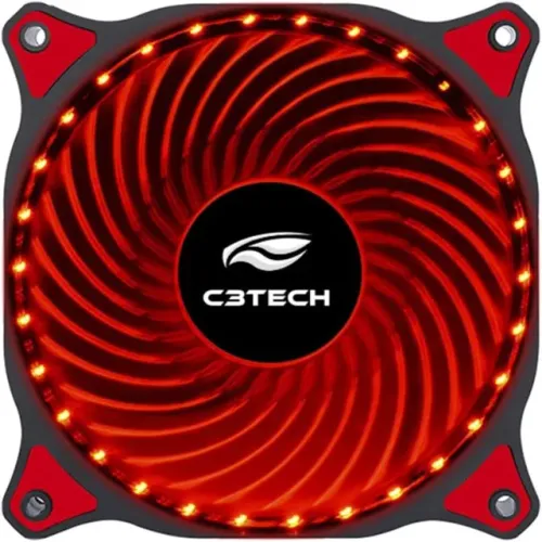 C3 Tech Fan 30x LEDs Vermelho 120mm, 7 lâminas, 3 Pin e Molex 4 Pinos