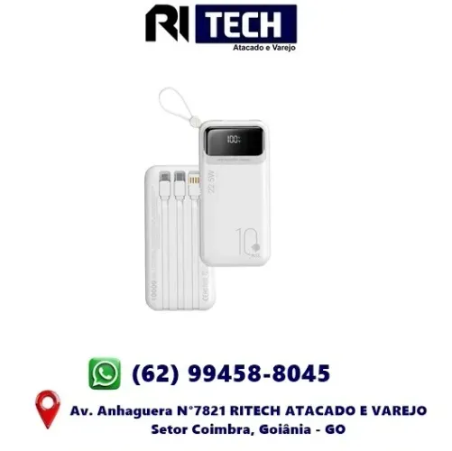 Bateria Carregador Rápido Portátil Turbo 22.5W ASL 10000mah com display 4 Cabos