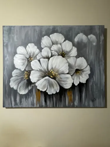 Quadro Decorativo Flores Brancas