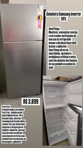 Geladeira Samsung inverter 391L e temos 411L super tecnológica 