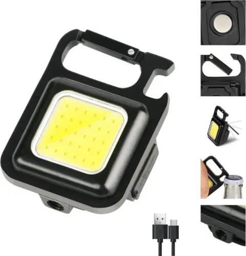 2 Mini Refletor Tático Multi Funcional Lampião Elétrico Lanterna Chaveiro Bateria Recarreg