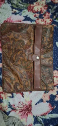 Pasta/Carteira em couro legítimo com estampa paisley vintage