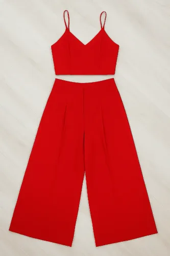 Conjunto calça e cropped vermelho 