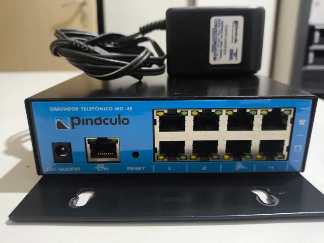 Gravador de linha ou ramal telefônico Pináculo mg-4e de 4 canais com fonte