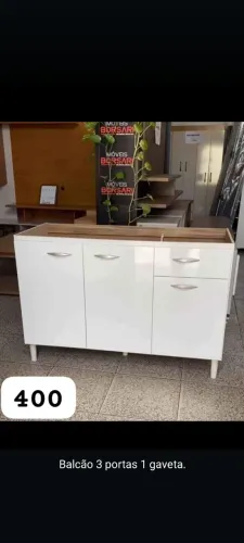 Balcão para pia 3 Portas 1 Gaveta Branco