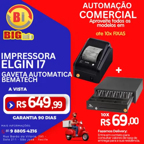 Impressora Termica Nao Fiscal + Gaveta Bematech - Kit Completo 