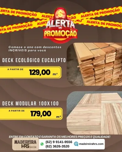 Deck Ecológico de Eucalipto e Deck Modular Madeira Maciça Mega Promoção 