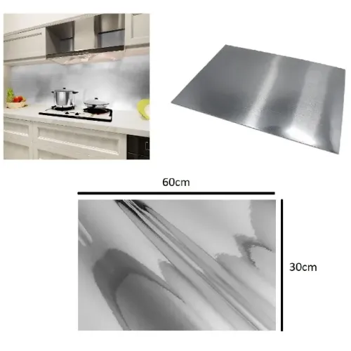 placa decorativa prata 60x30cm autoadesivo hd83240