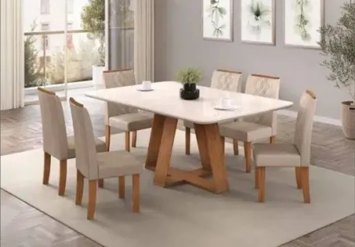 Mesa de jantar karita com 6 cadeiras top LINE 