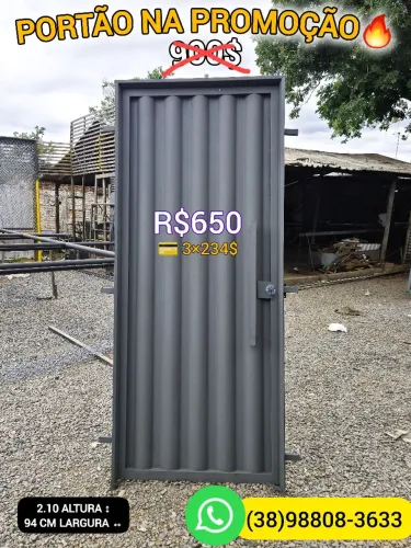 Portão de Aço 2,10x94cm - Promoção!