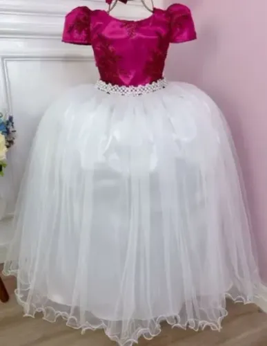 Vestido daminha florista fuscia pink