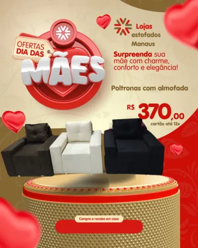 Poltrona com Almofada - Dia das Mães - R$ 370,00