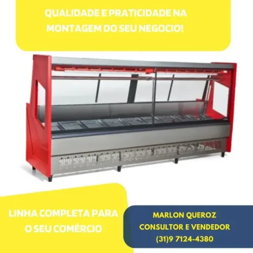 Balcão de Açougue Vermelho 3M com Tendal