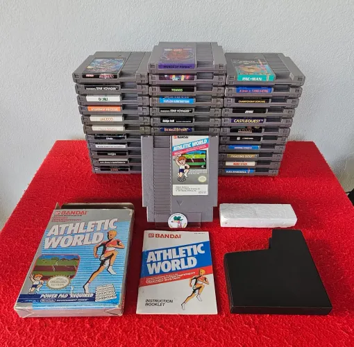 Jogo Athletic World para Nes Nintendinho 8bits 72 pinos completo na caixa