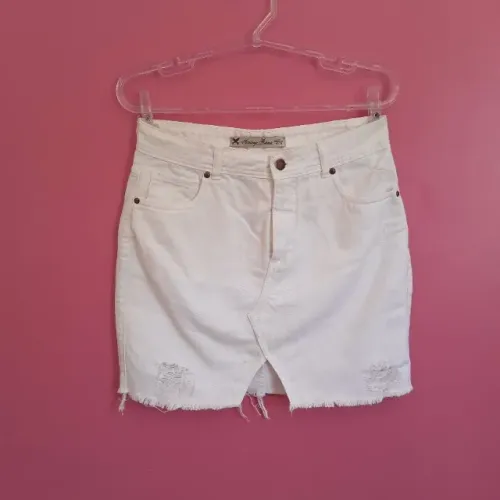 Mini Saia jeans feminina branca