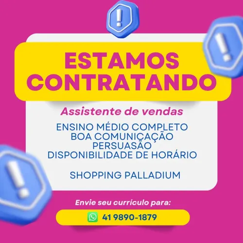 Vaga para Assistente de Vendas 